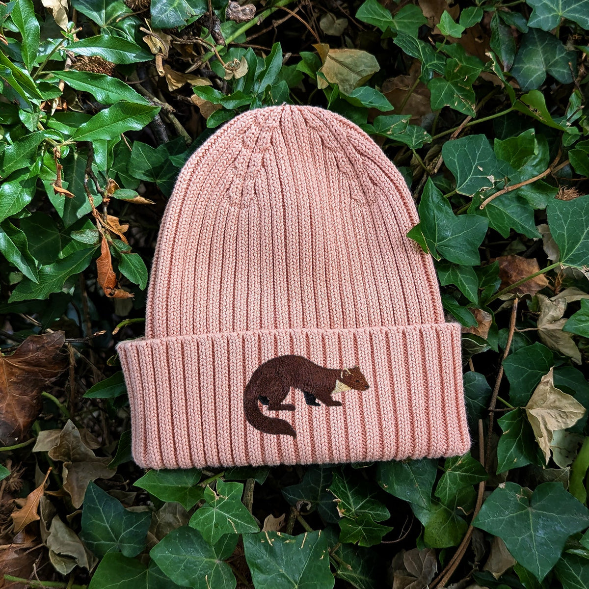 Pine Marten Embroidered Kids Beanie (3 - 7 years)
