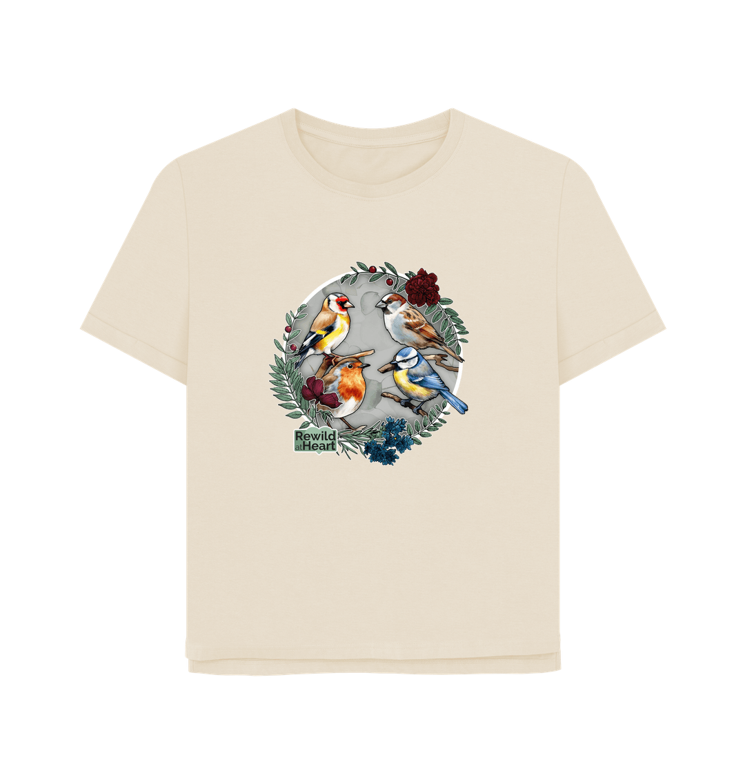 Oat British Songbird Wreath Women's Relaxed-Fit T-Shirt