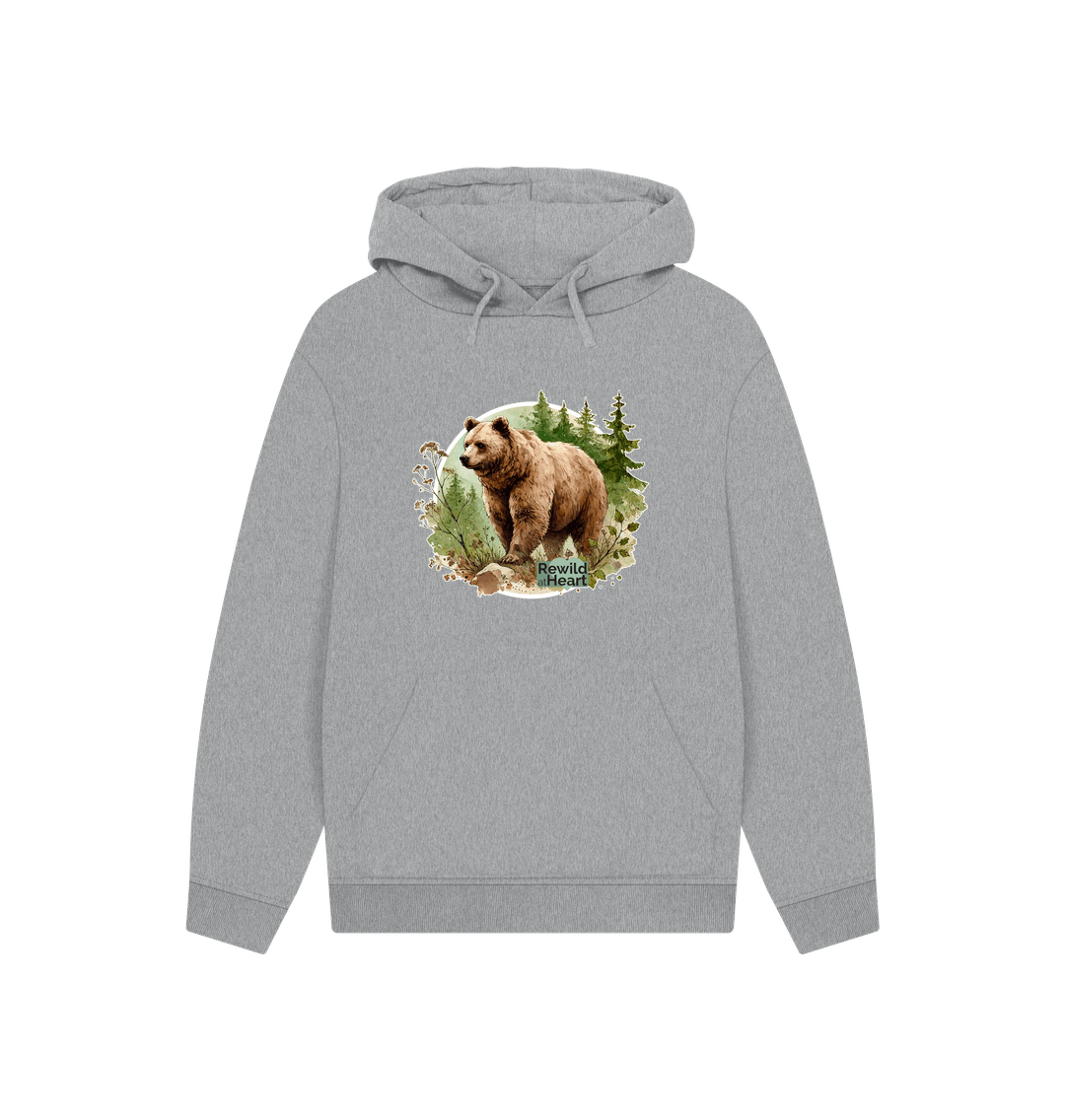 Athletic Grey Brown Bear Wilderness Hoodie