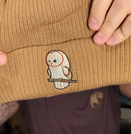 Barn Owl Cute Embroidered Beanie
