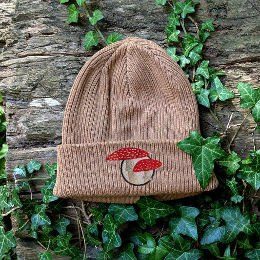 Fly Agaric Mushroom Embroidered Beanie