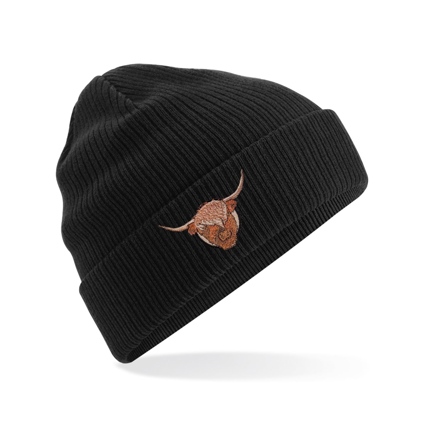 Highland Cow Embroidered Beanie