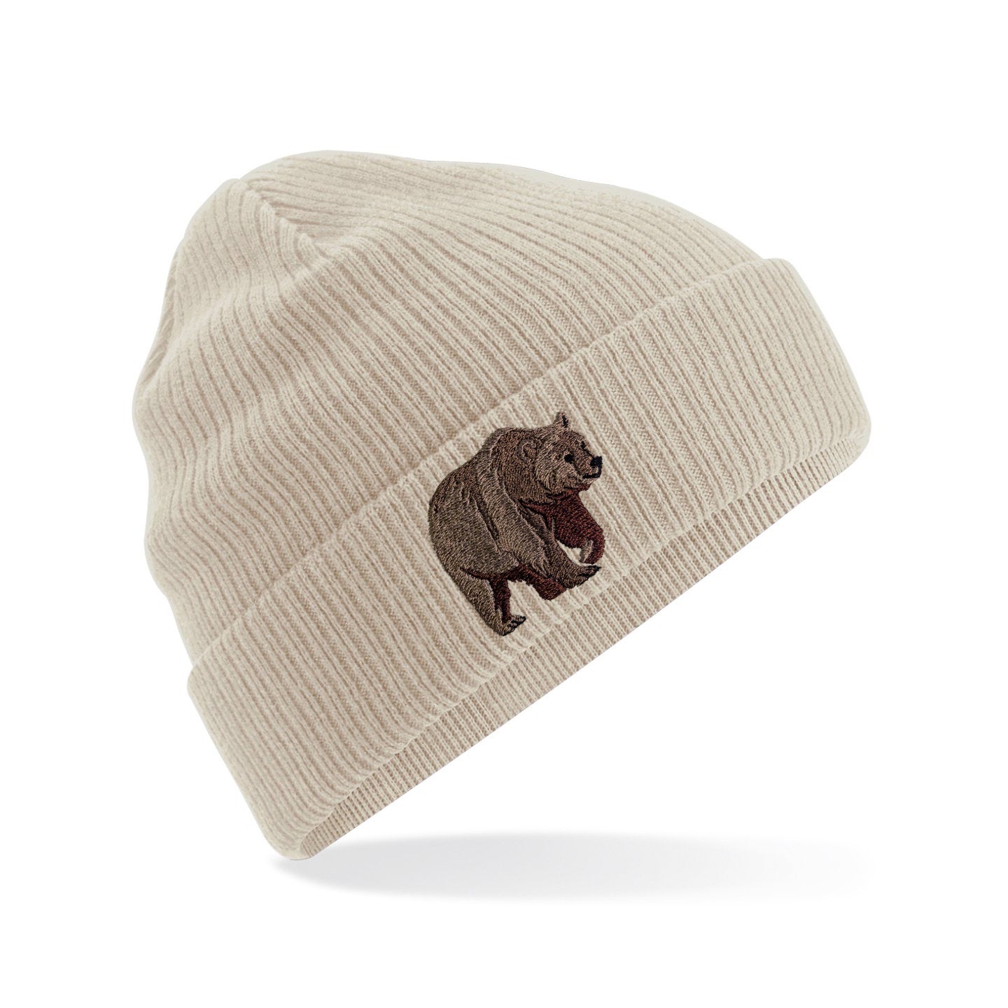Brown Bear Embroidered Beanie