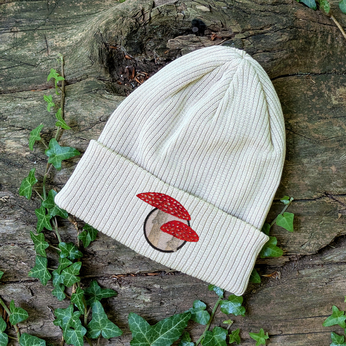 Fly Agaric Mushroom Embroidered Beanie