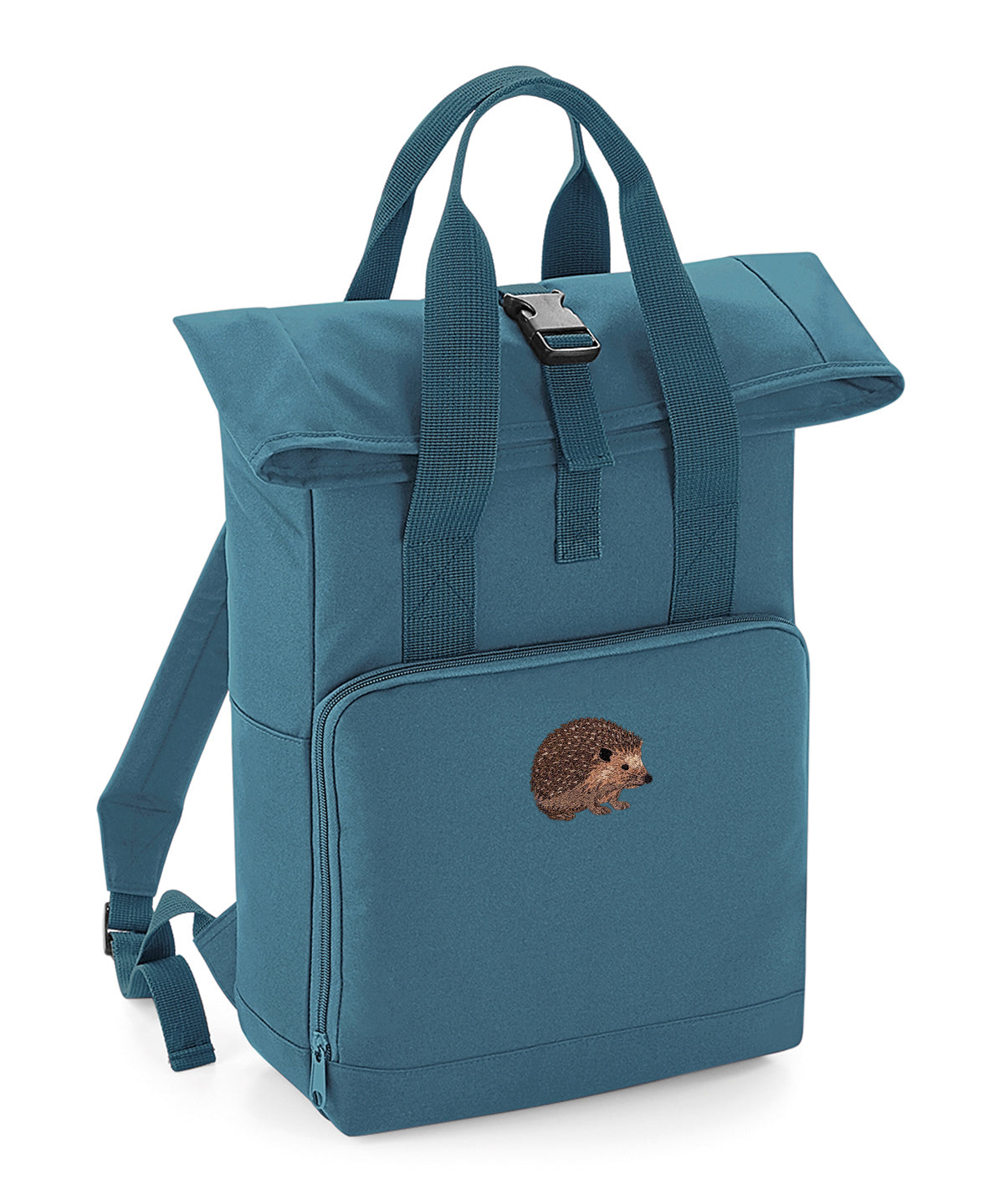Hedgehog Embroidered Recycled Roll-Top Backpack