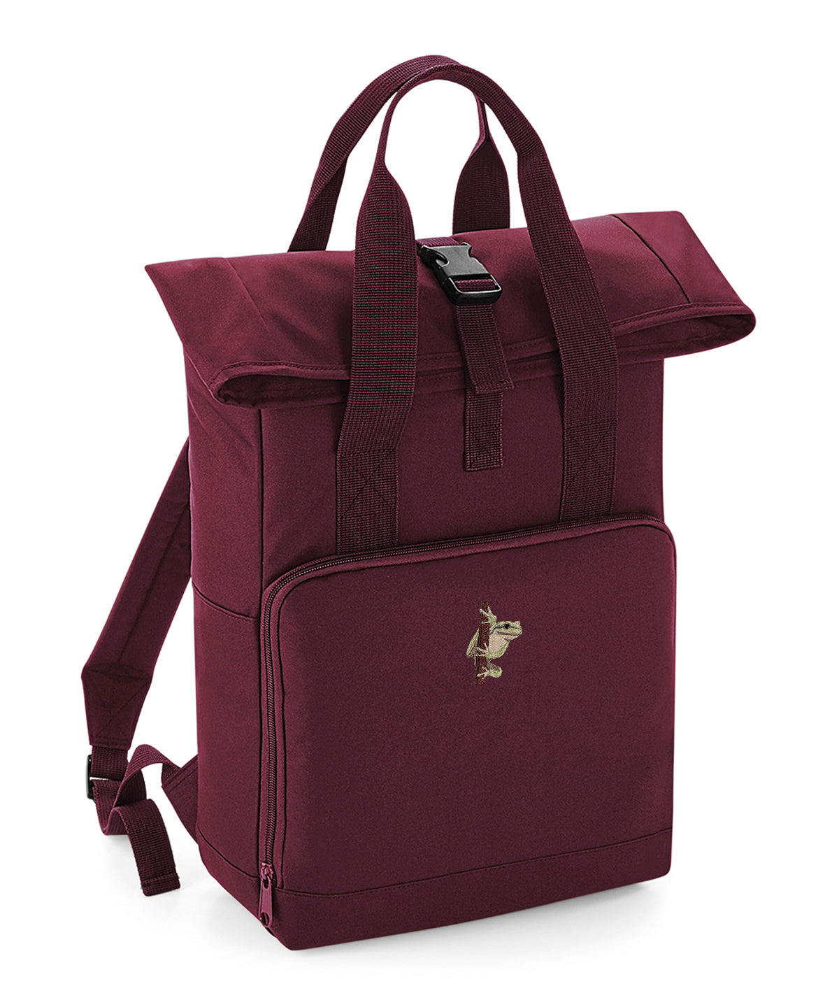 European Tree Frog Embroidered Recycled Roll-Top Backpack