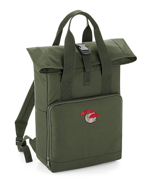 Fly Agaric Mushroom Embroidered Recycled Roll-Top Backpack