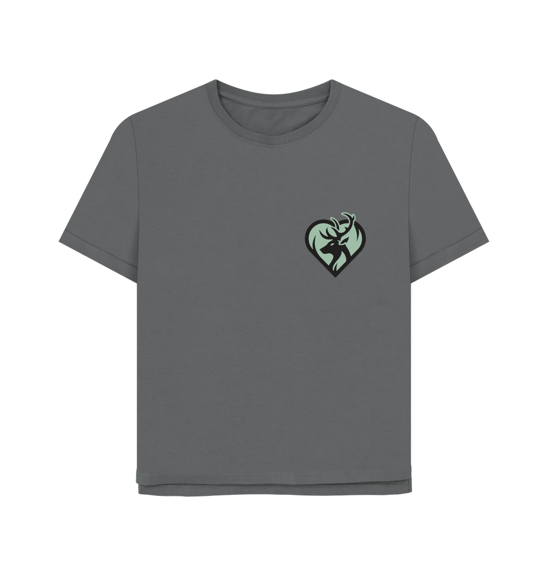 Slate Grey Rewild at Heart Logo | Women's Relaxed Fit T-Shirt