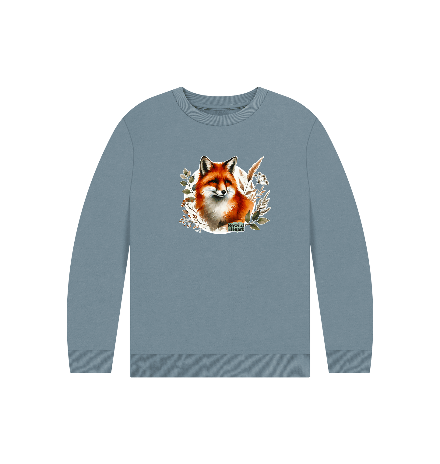 Stone Blue Printed Kids Jumper Front