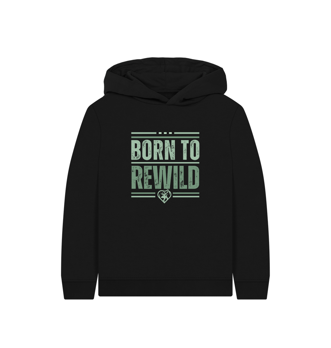 Black Born to Rewild Kids Hoodie