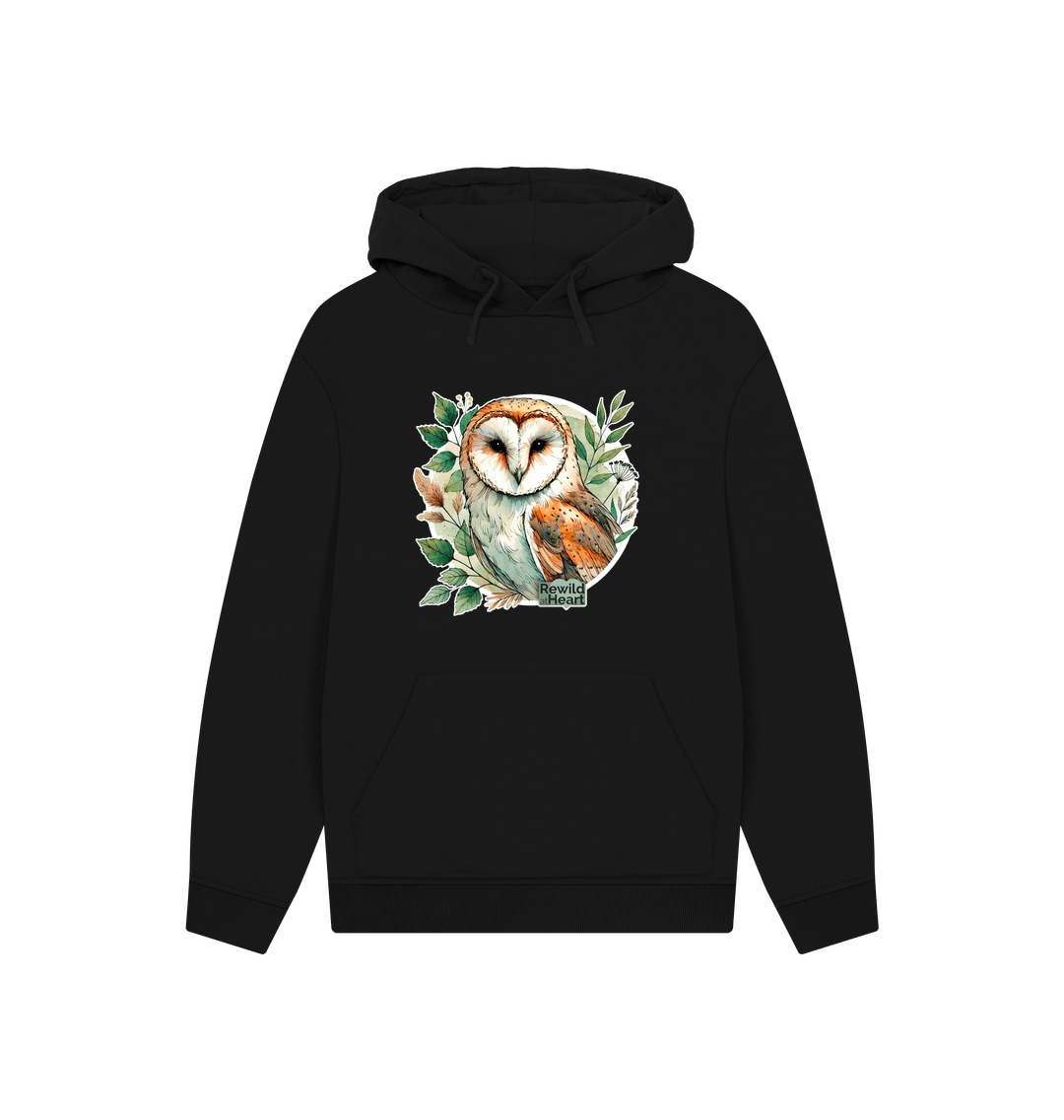 Black Barn Owl Woodland Hoodie