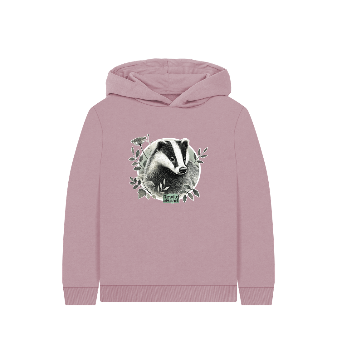 Mauve Printed Kids Hoodie