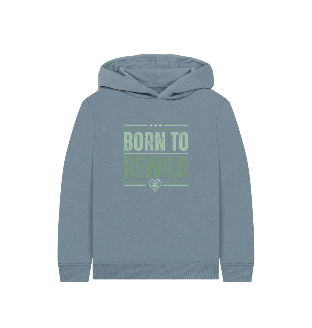 Stone Blue Born to Rewild Kids Hoodie