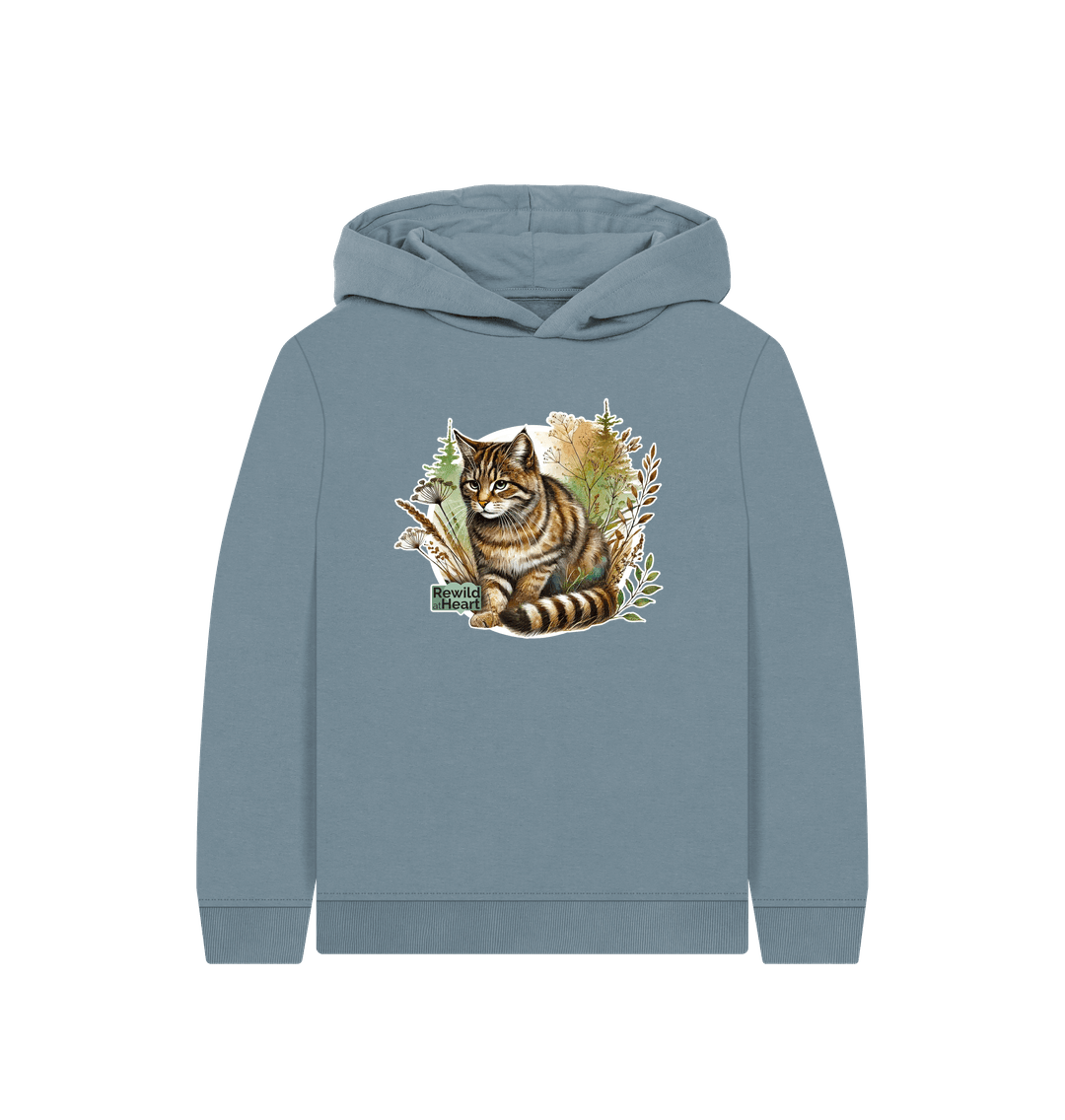 Stone Blue Wildcat Wilderness Kids Hoodie