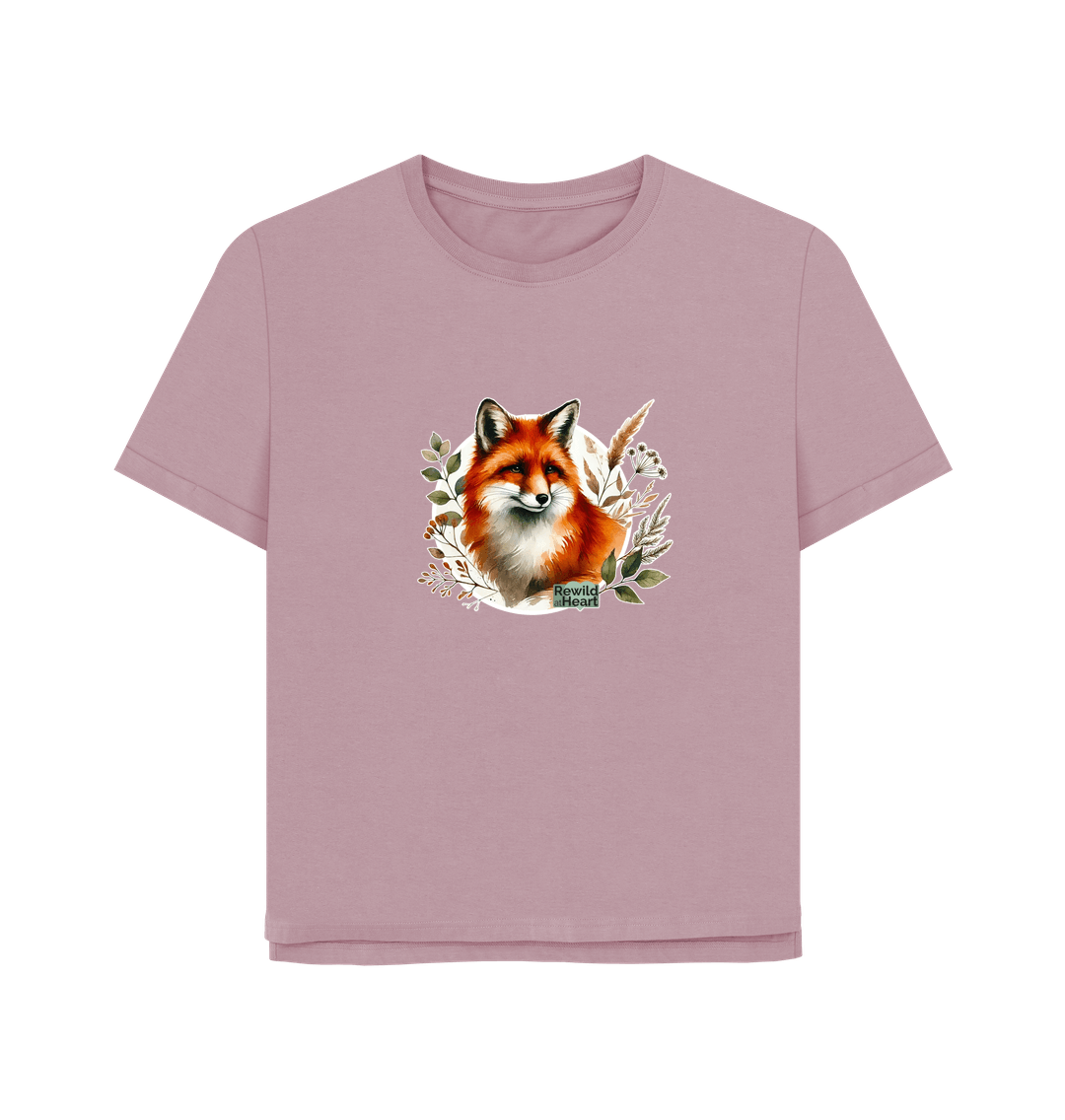 Mauve Woodland Fox Women's Relaxed-Fit T-Shirt