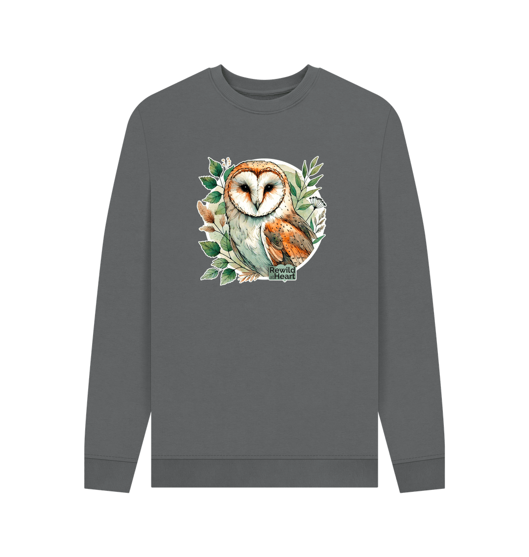 Slate Grey Barn Owl Woodland Men's Sweater