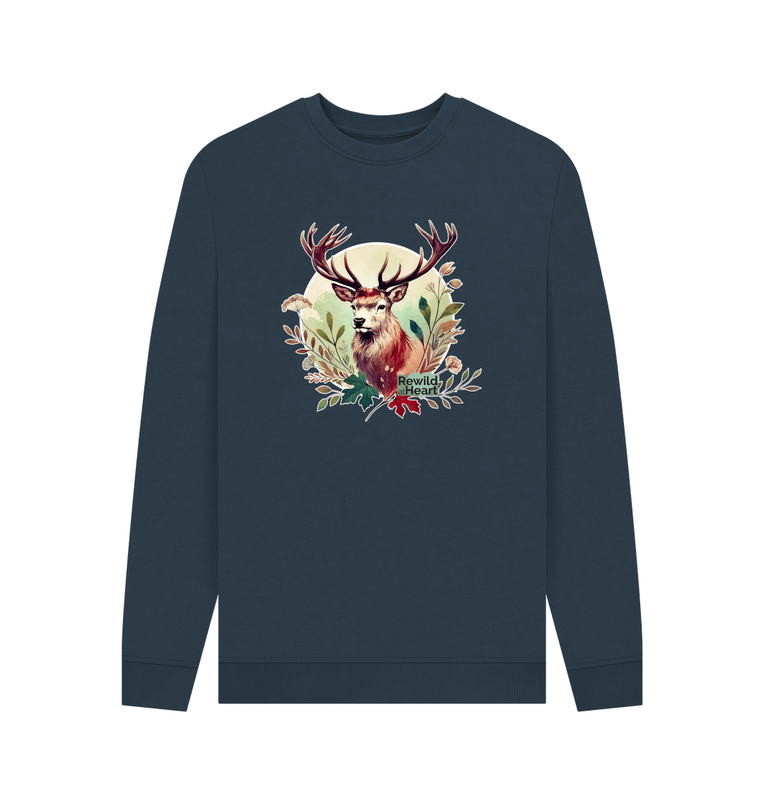 Navy Blue Red Deer Stag Spirit Men's Sweater