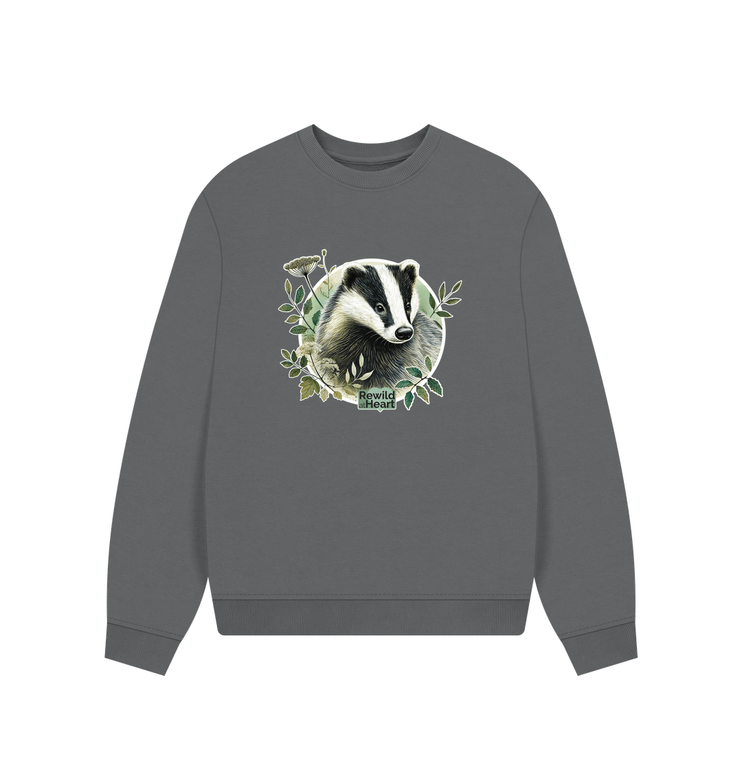 Slate Grey Badger Spirit Women's Oversized Jumper