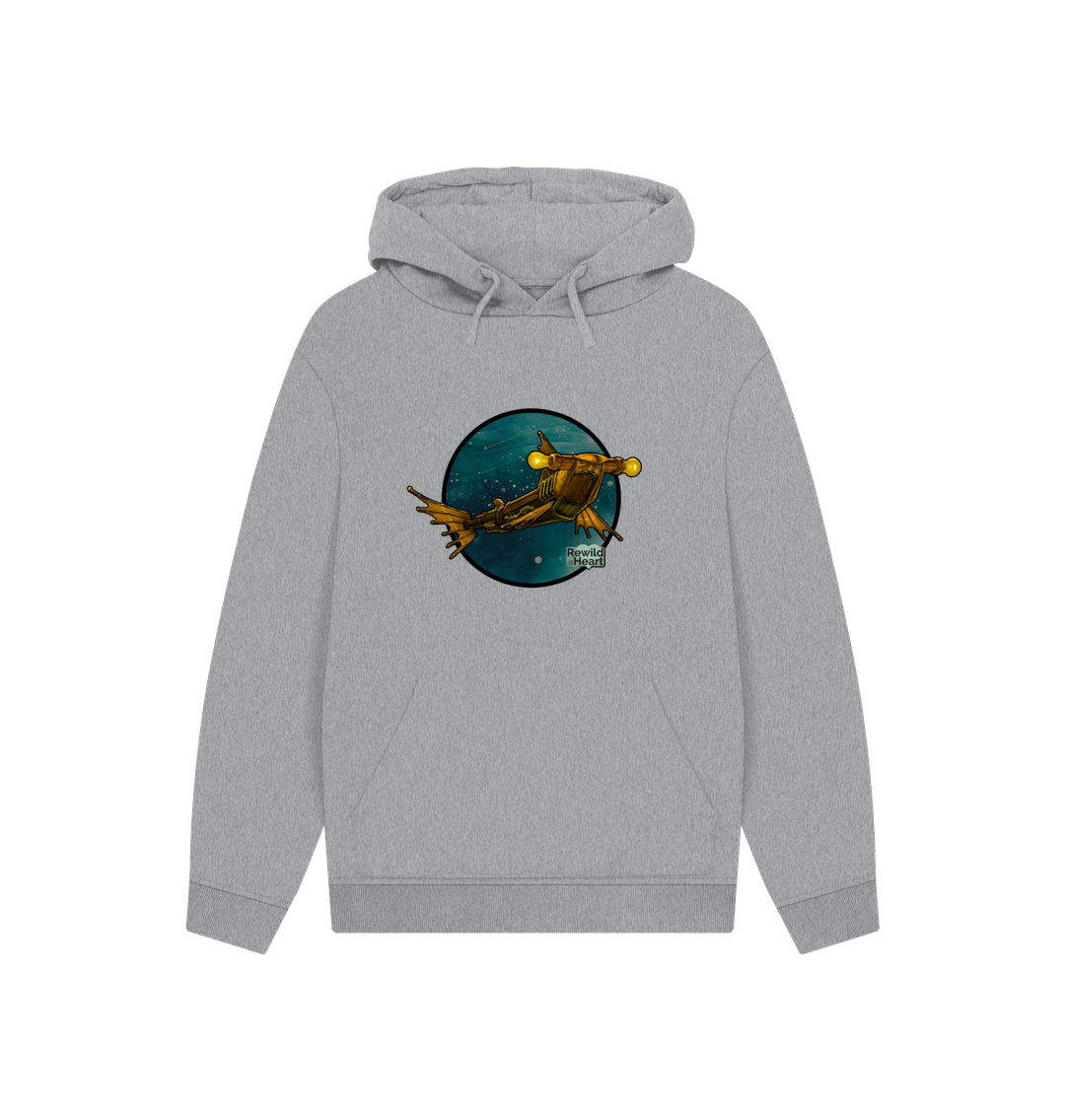 Athletic Grey Steampunk Hammerhead Shark Hoodie