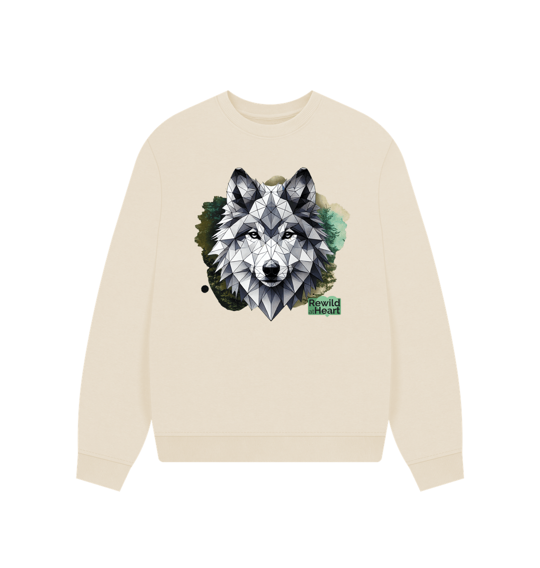 Oat Wolf Wilderness Women's Oversized Jumper