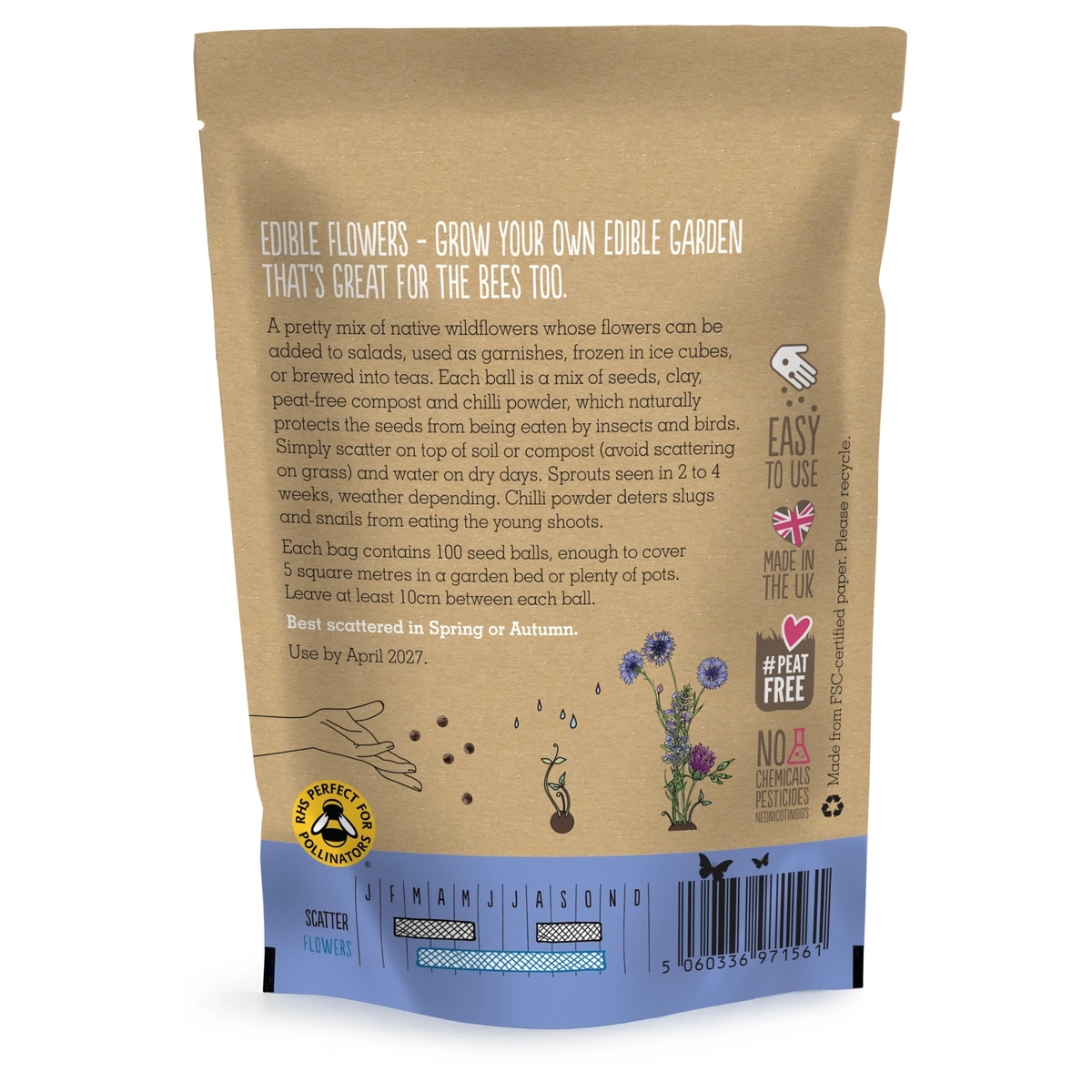 Seedball Edible Wildflower Bag – Flowers for Garden & Plate