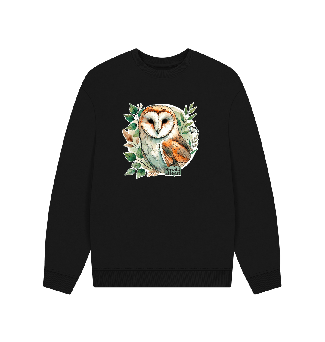 Black Barn Owl Woodland Men's Oversized Sweater