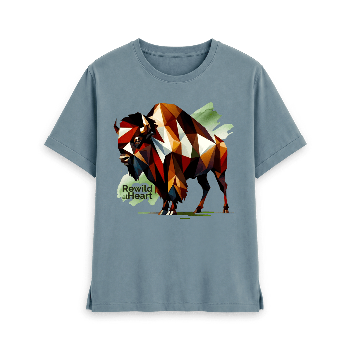 Stone Blue Printed T-shirt Front
