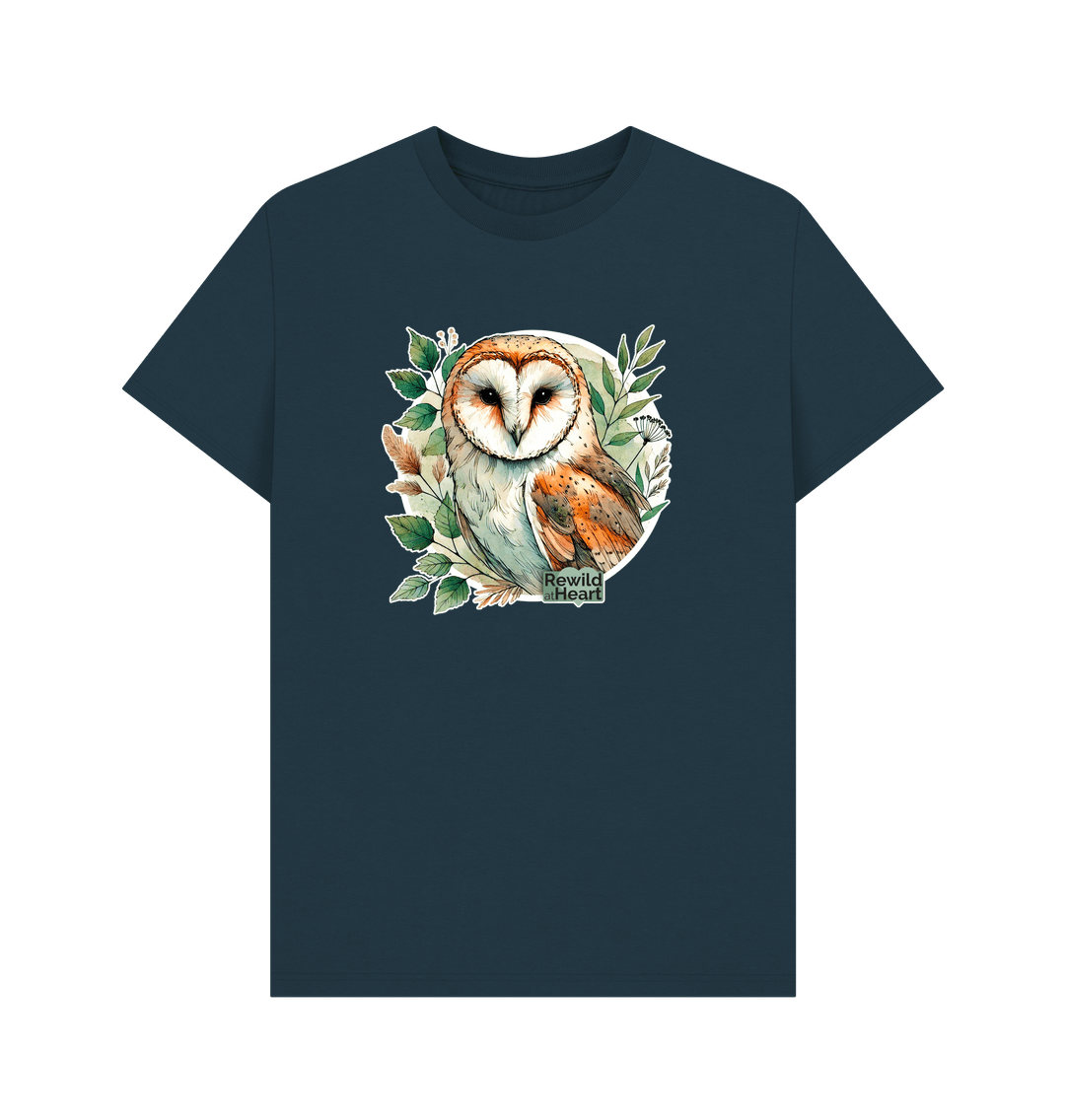 Denim Blue Barn Owl Woodland Men's T-Shirt