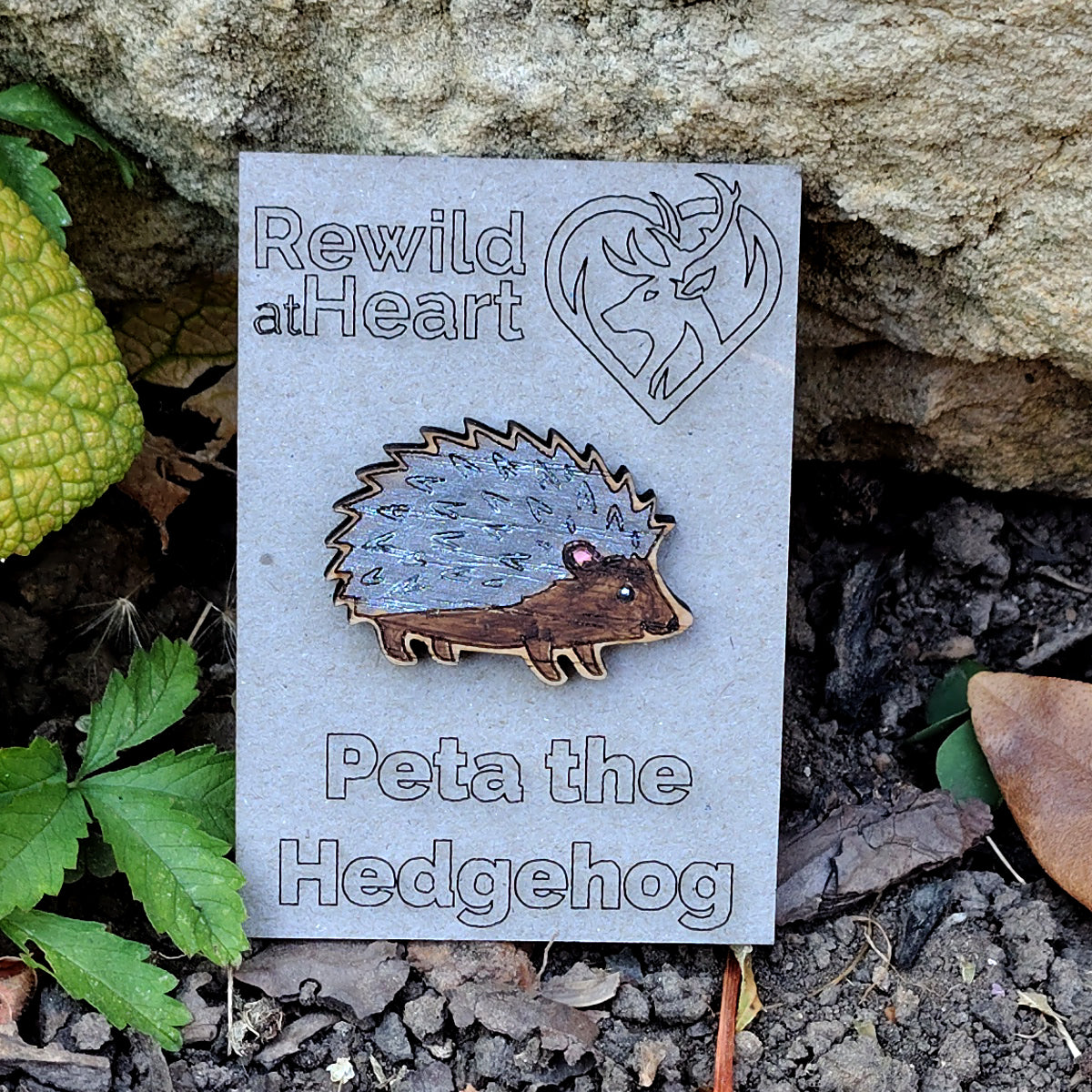 Hedgehog Wooden Pin Badge