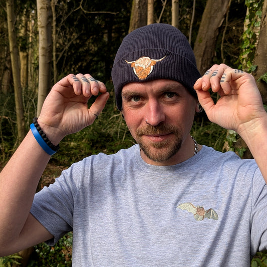 Highland Cow Embroidered Beanie