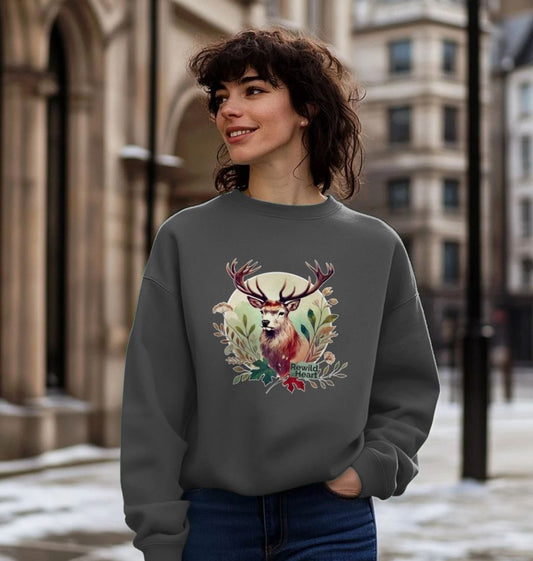 Red Deer Stag Spirit Women's Oversized Jumper
