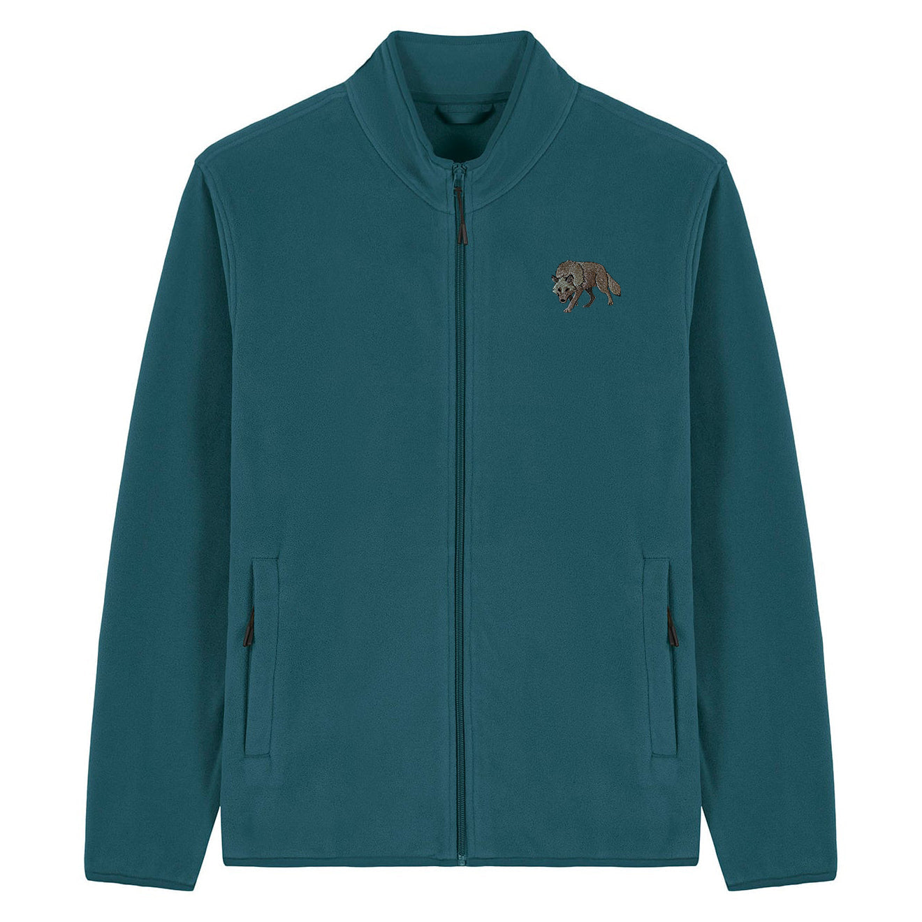 Grey Wolf Embroidered Men's Fleece Jacket