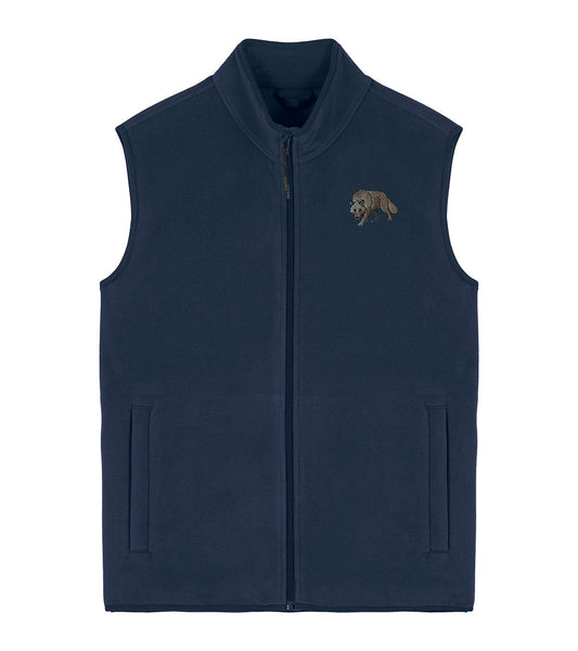 Grey Wolf Embroidered Men's Fleece Gilet Bodywarmer