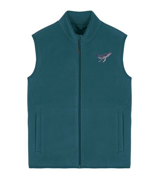Humpback Whale Embroidered Men's Fleece Gilet Bodywarmer