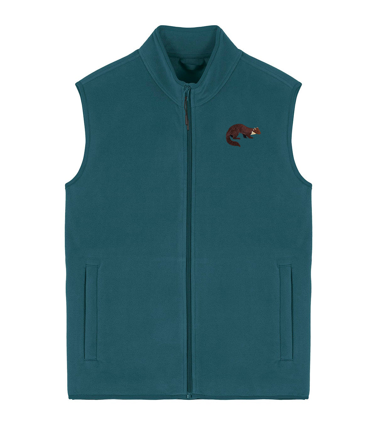 Pine Marten Embroidered Men's Fleece Gilet Bodywarmer