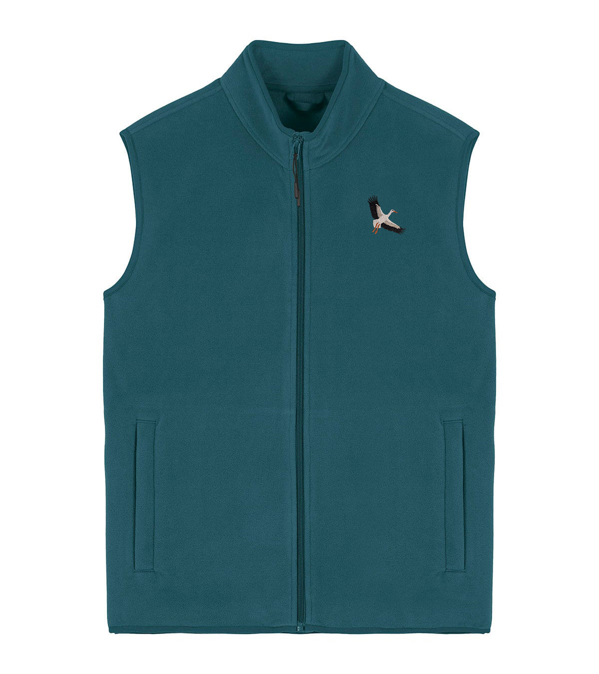 White Stork Flight Embroidered Men's Fleece Gilet Bodywarmer