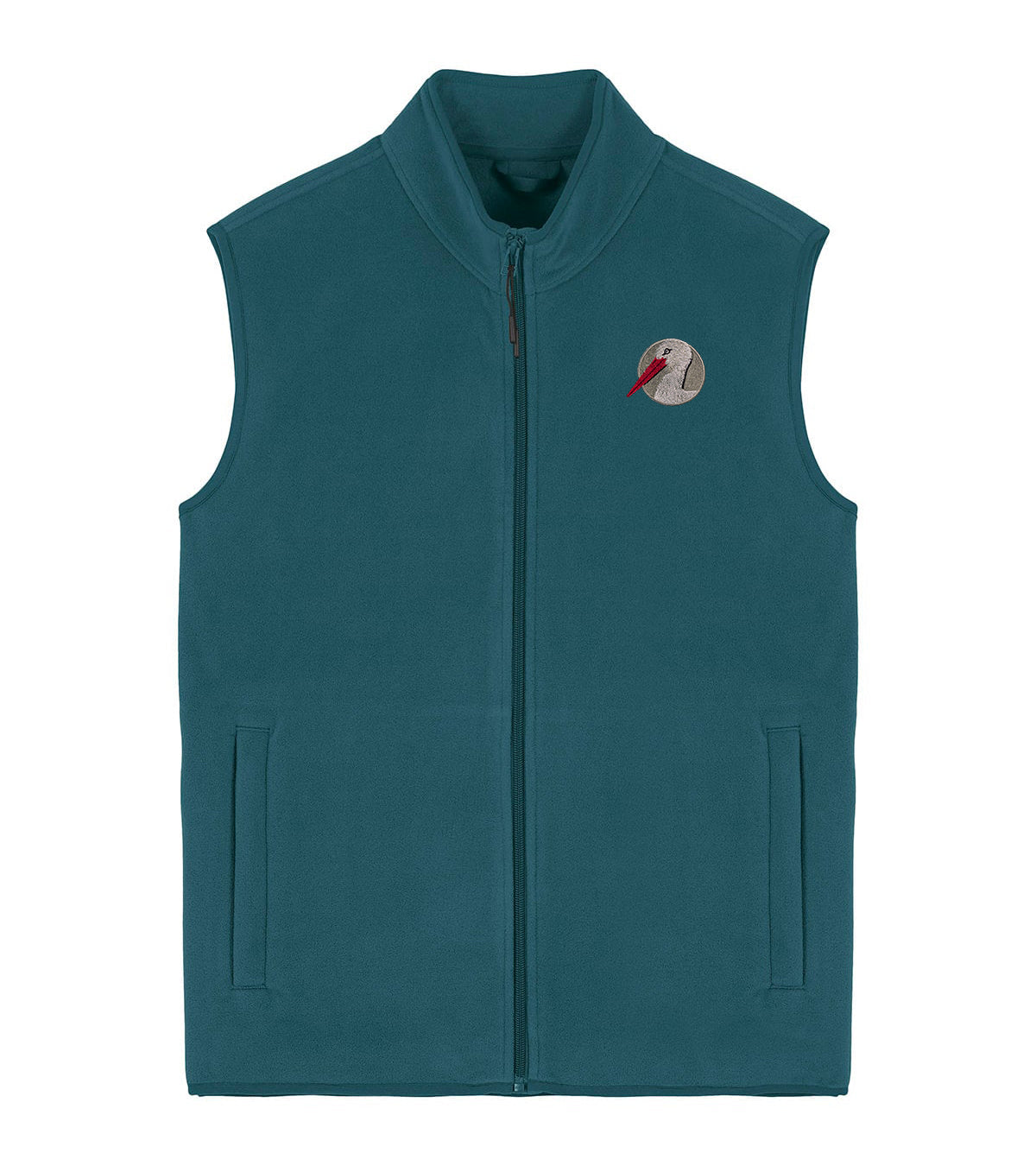 White Stork Portrait Embroidered Men's Fleece Gilet Bodywarmer