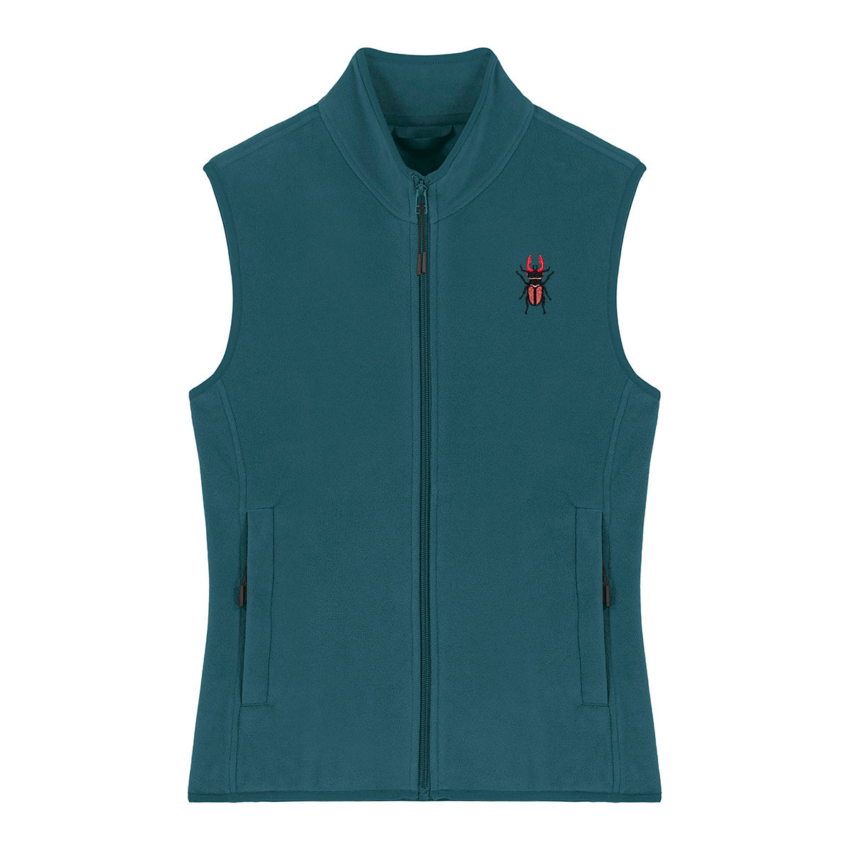 Stag Beetle Embroidered Women's Fleece Gilet Bodywarmer