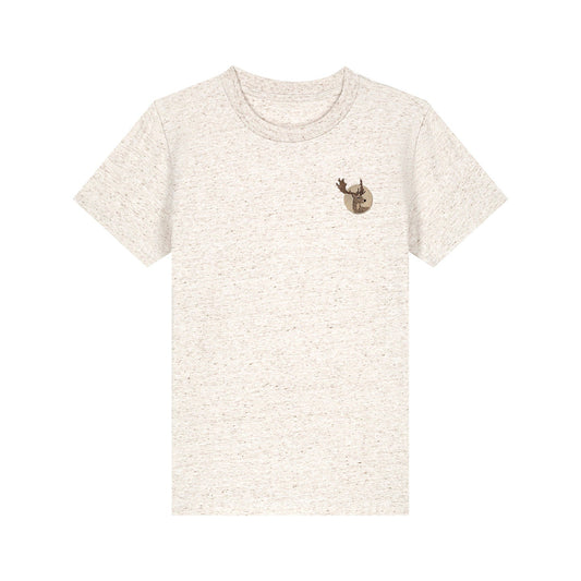 Fallow Deer Portrait Embroidered Kids T-Shirt