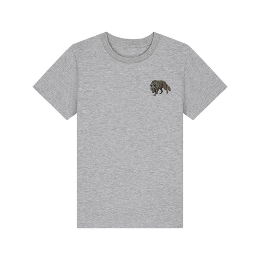 Grey Wolf Embroidered Kids T-Shirt