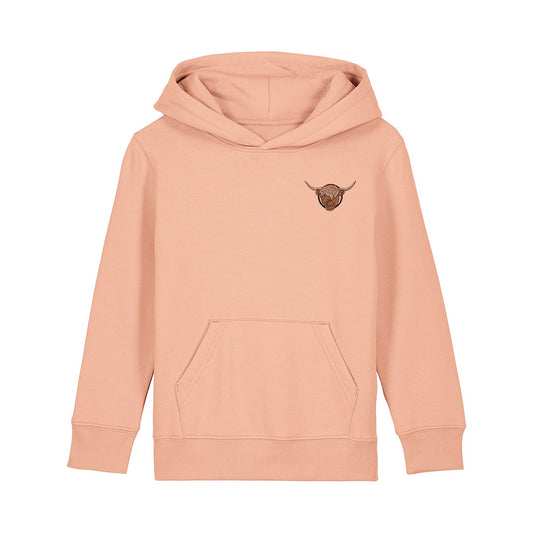 Highland Cow Embroidered Kids Hoodie