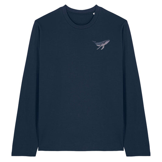 Humpback Whale Embroidered Long Sleeve T-Shirt