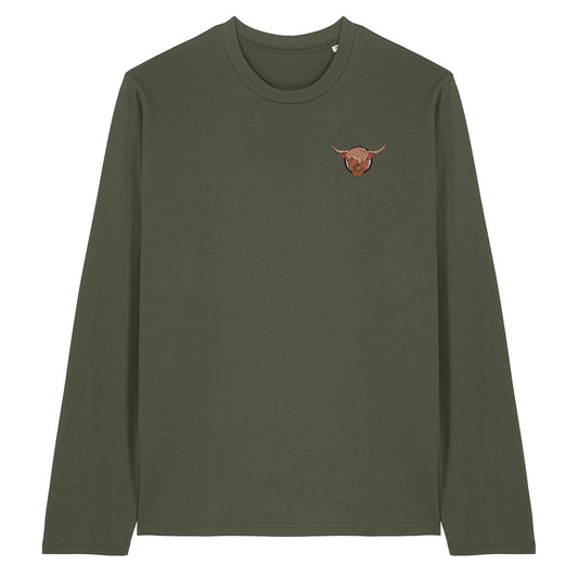 Highland Cow Embroidered Long Sleeve T-Shirt