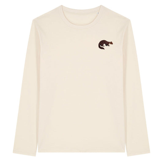 Pine Marten Embroidered Long Sleeve T-Shirt