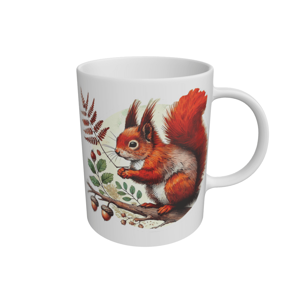 White Red Squirrel Oak Mug