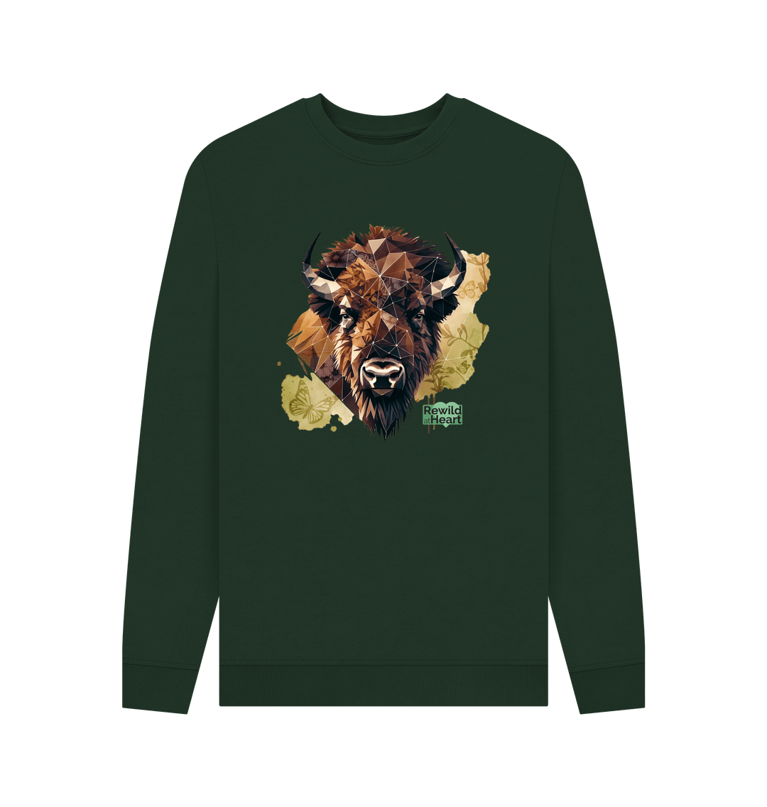 Evergreen Bison with Wildflowers & Butterflies Men's Jumper