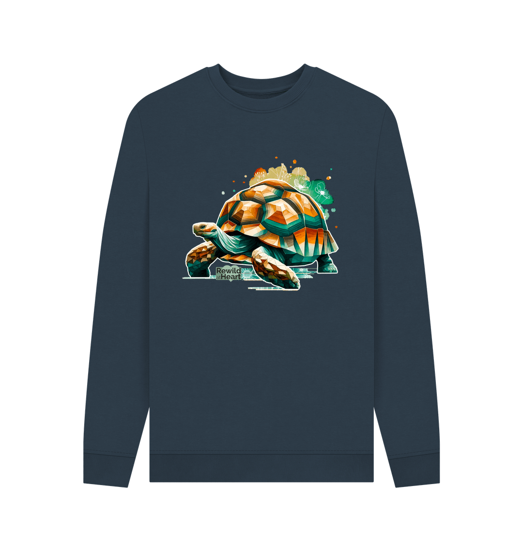 Navy Blue Giant Tortoise Wildflower Men's Sweater