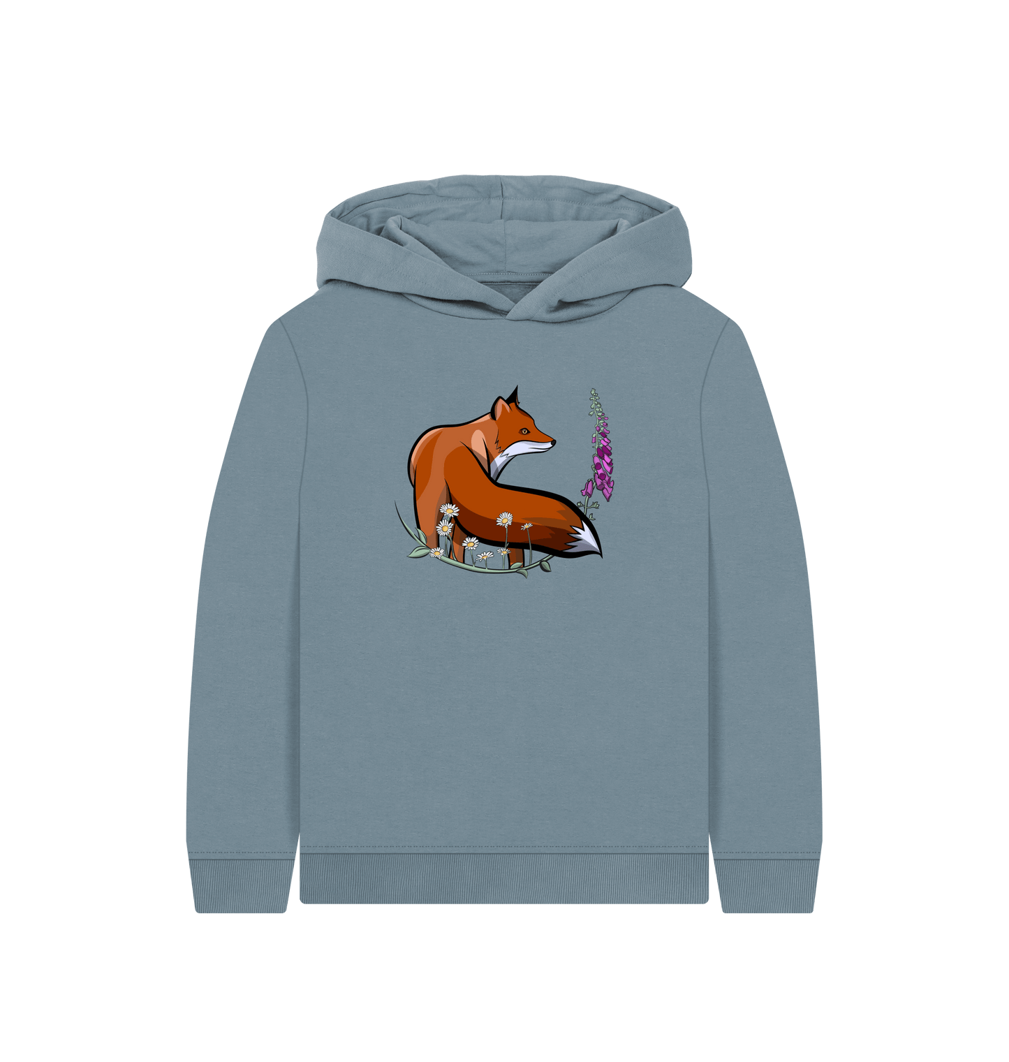 Stone Blue Printed Kids Hoodie Front