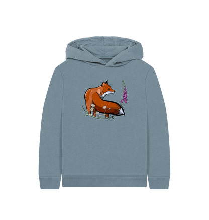 Stone Blue Printed Kids Hoodie Front