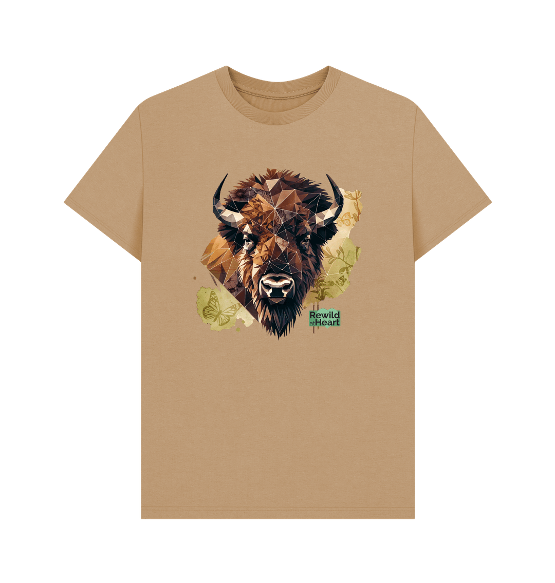 Sand Bison with Wildflowers & Butterflies Men's T-Shirt